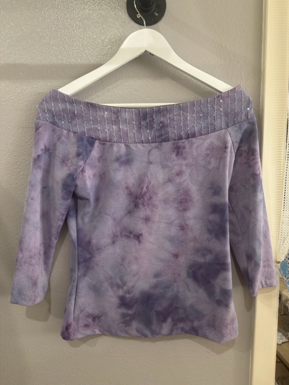 Lavender Tie-Dye Off-Shoulder Top